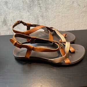 Olukai Upena Leather Strappy Sandals in Mustard & Bubbly Gold Size‎ 10